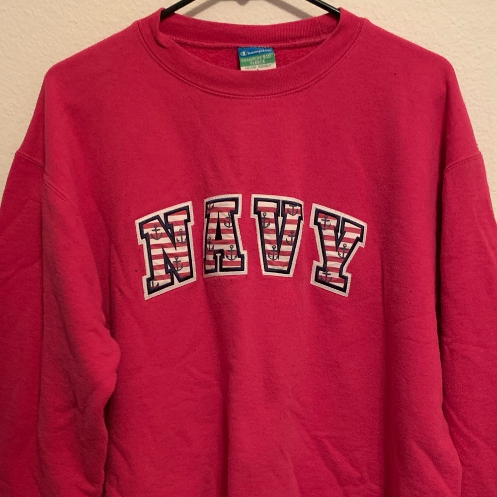 Pink with blue & white striped anchors Sweatshirt